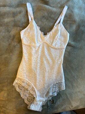 Women's White Lace Bodysuit Intimate